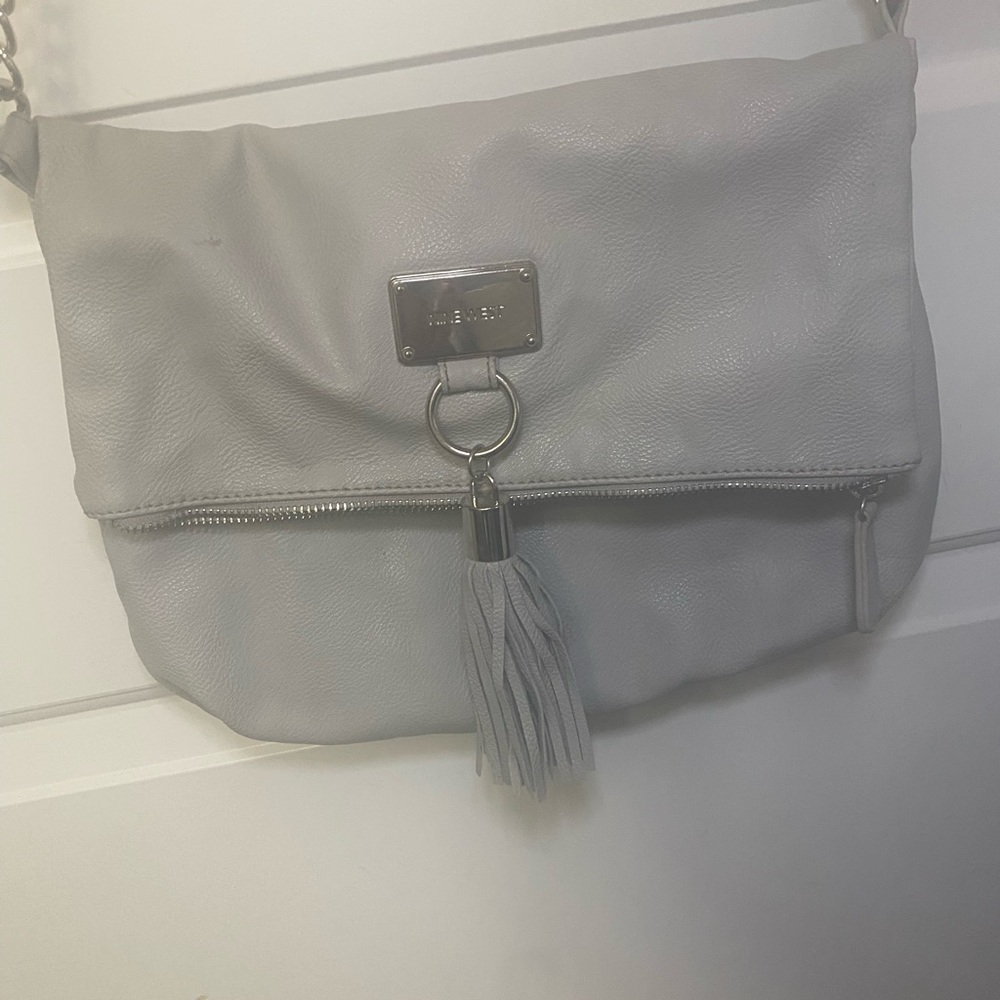 Nine West Gray Crossbody Bag with Flap and Tassel